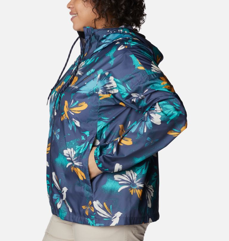 Thumbnail: Women's Flash Challenger Novelty Windbreaker Jacket - Plus Size, Color: Nocturnal Daisy Party Multi Print, image 3