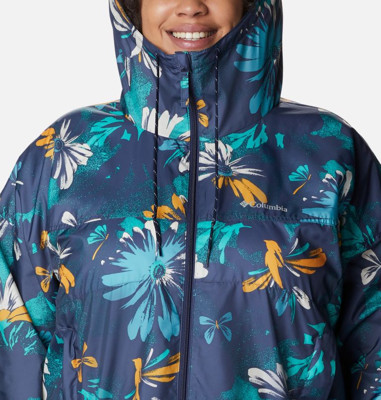 Women's Flash Challenger Novelty Windbreaker Jacket - Plus Size, Color: Nocturnal Daisy Party Multi Print, image 4