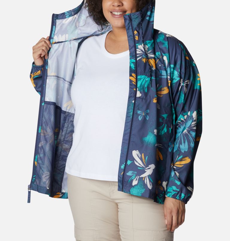Thumbnail: Women's Flash Challenger Novelty Windbreaker Jacket - Plus Size, Color: Nocturnal Daisy Party Multi Print, image 5