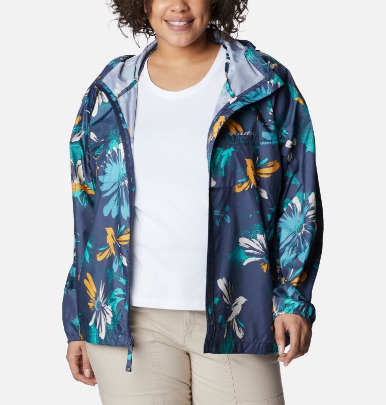 Thumbnail: Women's Flash Challenger Novelty Windbreaker Jacket - Plus Size, Color: Nocturnal Daisy Party Multi Print, image 6