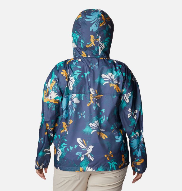 Women's Flash Challenger Novelty Windbreaker Jacket - Plus Size, Color: Nocturnal Daisy Party Multi Print, image 2