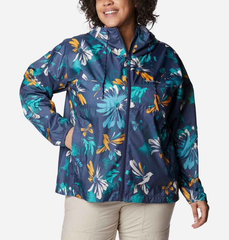 Thumbnail: Women's Flash Challenger Novelty Windbreaker Jacket - Plus Size, Color: Nocturnal Daisy Party Multi Print, image 1