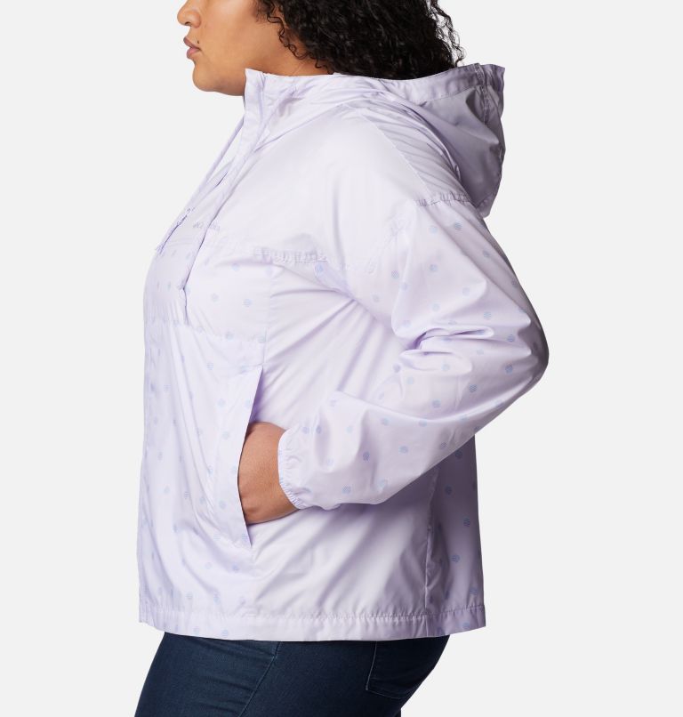 Women's Flash Challenger Novelty Windbreaker Jacket - Plus Size, Color: Purple Tint Swell Dots Print, image 3