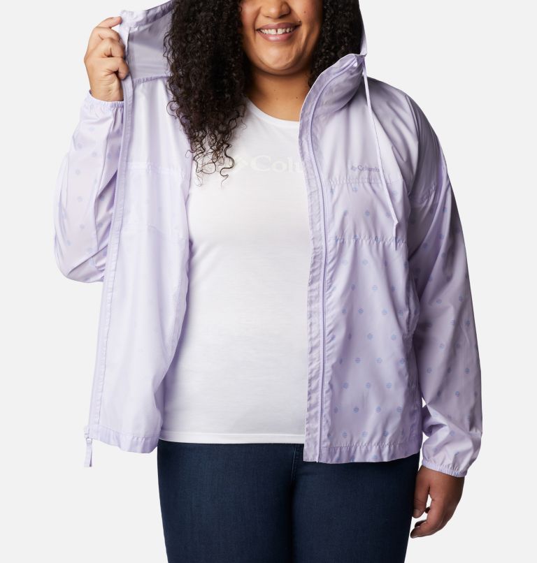 Women's Flash Challenger Novelty Windbreaker Jacket - Plus Size, Color: Purple Tint Swell Dots Print, image 5