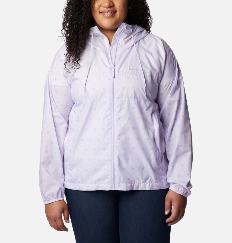 Women's Flash Challenger Novelty Windbreaker Jacket - Plus Size, Color: Purple Tint Swell Dots Print, image 1