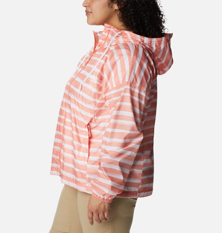 Thumbnail: Women's Flash Challenger Novelty Windbreaker Jacket - Plus Size, Color: Coral Reef Brush Stripe Print, image 3