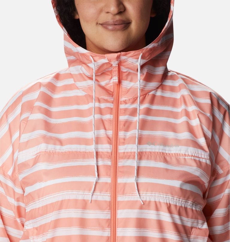 Thumbnail: Women's Flash Challenger Novelty Windbreaker Jacket - Plus Size, Color: Coral Reef Brush Stripe Print, image 4
