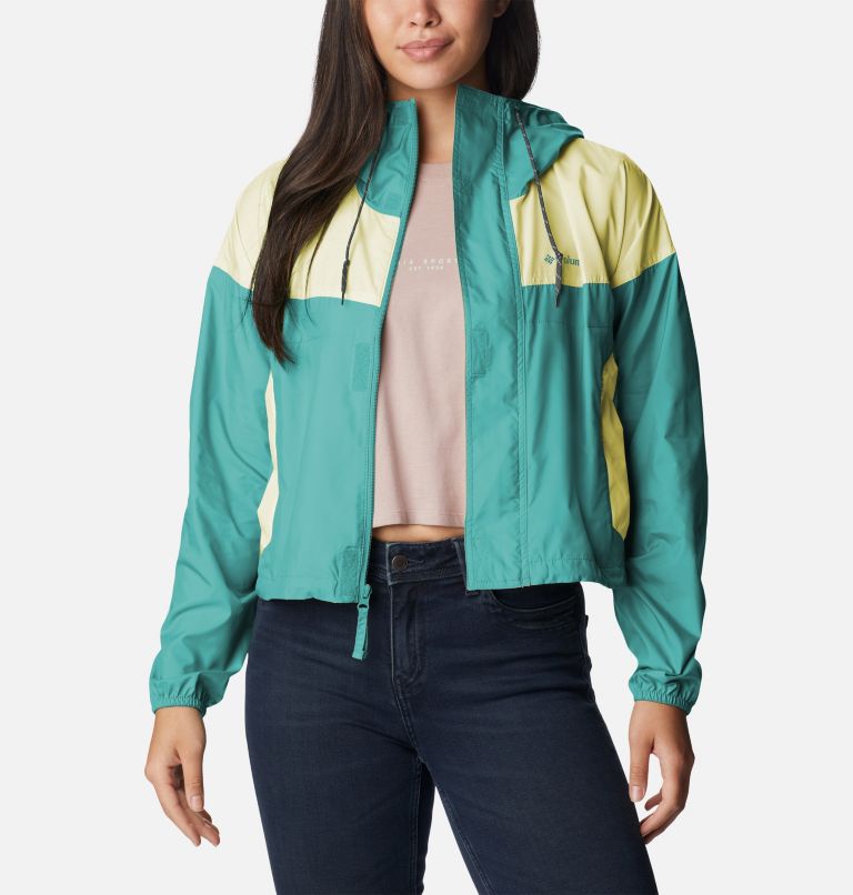 Women’s Flash Challenger Cropped Windbreaker, Color: Bright Aqua, Endive, Nocturnal, image 1