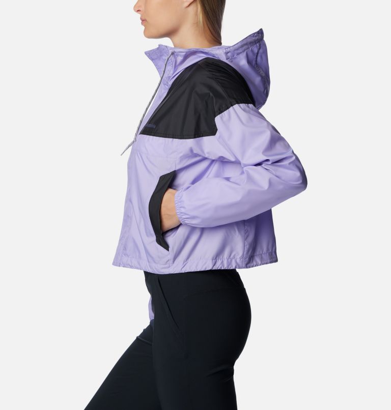 Women’s Flash Challenger Cropped Windbreaker, Color: Frosted Purple, Black, image 3