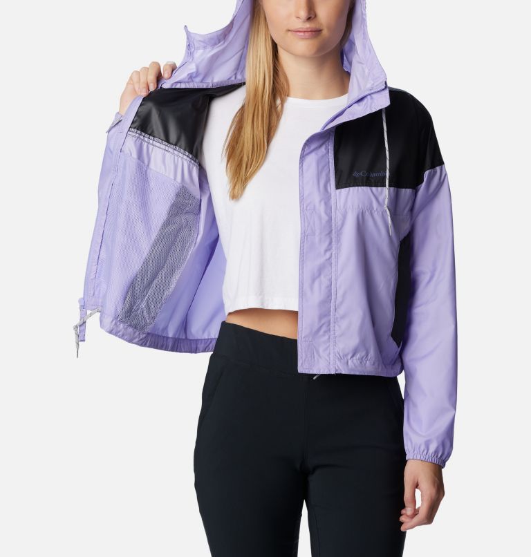 Women’s Flash Challenger Cropped Windbreaker, Color: Frosted Purple, Black, image 5