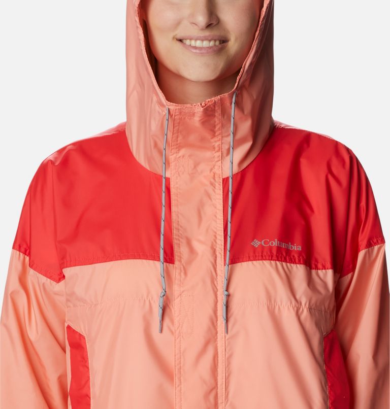 Thumbnail: Women's Flash Challenger Cropped Windbreaker Jacket, Color: Coral Reef, Red Hibiscus, image 4