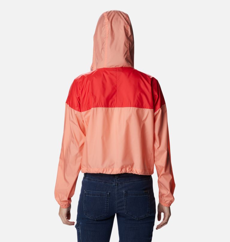 Thumbnail: Women's Flash Challenger Cropped Windbreaker Jacket, Color: Coral Reef, Red Hibiscus, image 2