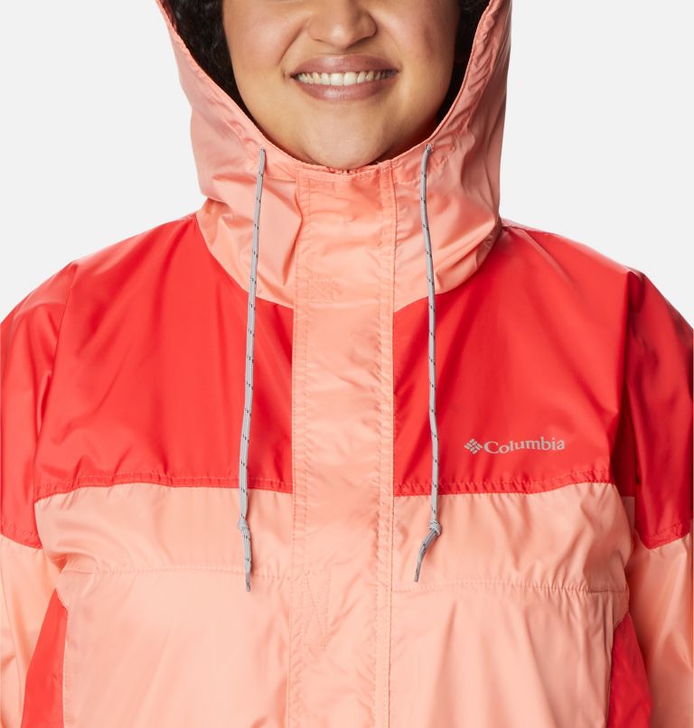 Thumbnail: Women's Flash Challenger Cropped Windbreaker - Plus Size, Color: Coral Reef, Red Hibiscus, image 4