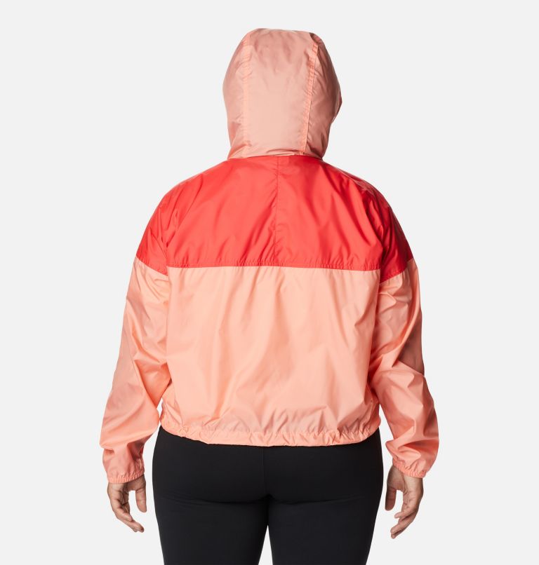 Thumbnail: Women's Flash Challenger Cropped Windbreaker - Plus Size, Color: Coral Reef, Red Hibiscus, image 2