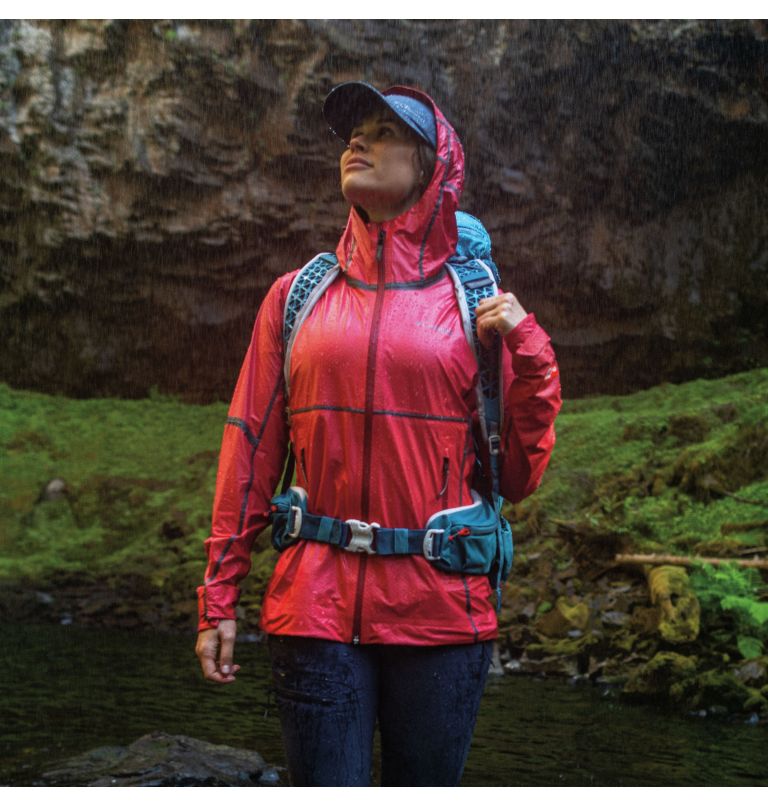 Women’s OutDry Extreme Mesh Waterproof Hooded Shell Jacket, Color: Red Hibiscus, image 12