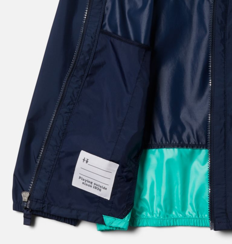 Kids' Flash Challenger Windbreaker Jacket, Color: Collegiate Navy, Electric Turquoise, image 3