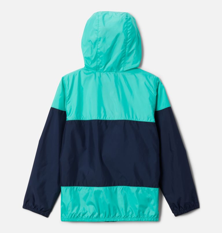 Kids' Flash Challenger Windbreaker Jacket, Color: Collegiate Navy, Electric Turquoise, image 2