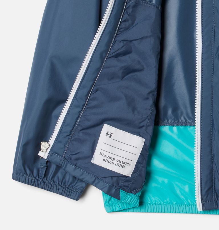 Kids' Flash Challenger Windbreaker Jacket, Color: Dark Mountain, Bright Aqua, image 3