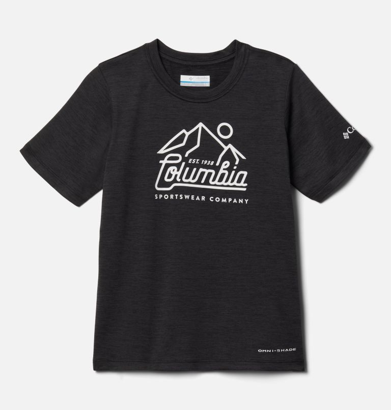 Thumbnail: Boys’ Mount Echo Technical Graphic T-Shirt, Color: Black Heather CSC Peaks, image 1