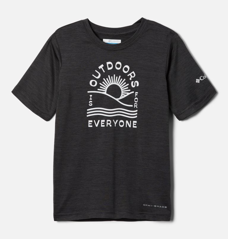 Boys’ Mount Echo Technical Graphic T-Shirt, Color: Shark Hthr, Outdoors Everyone Graphic, image 1