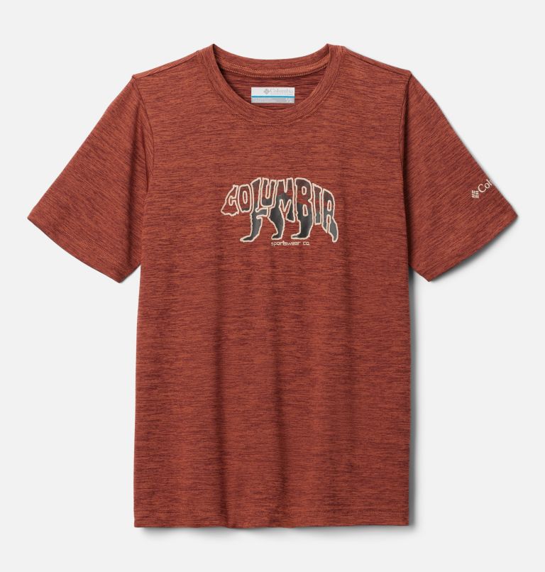 Boys' Mount Echo Short Sleeve Graphic Shirt, Color: Auburn, Bearly Stroll, image 1