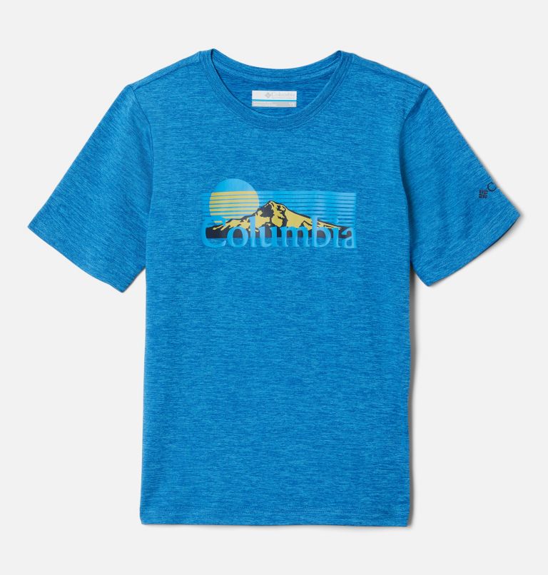 Boys’ Mount Echo Technical Graphic T-Shirt, Color: Bright Indigo Hthr, Inverted Moonrise, image 1