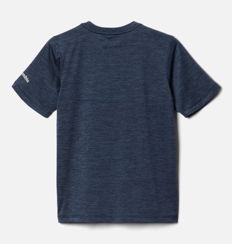Boys’ Mount Echo Technical Graphic T-Shirt, Color: Collegiate Navy Heather All Together, image 2