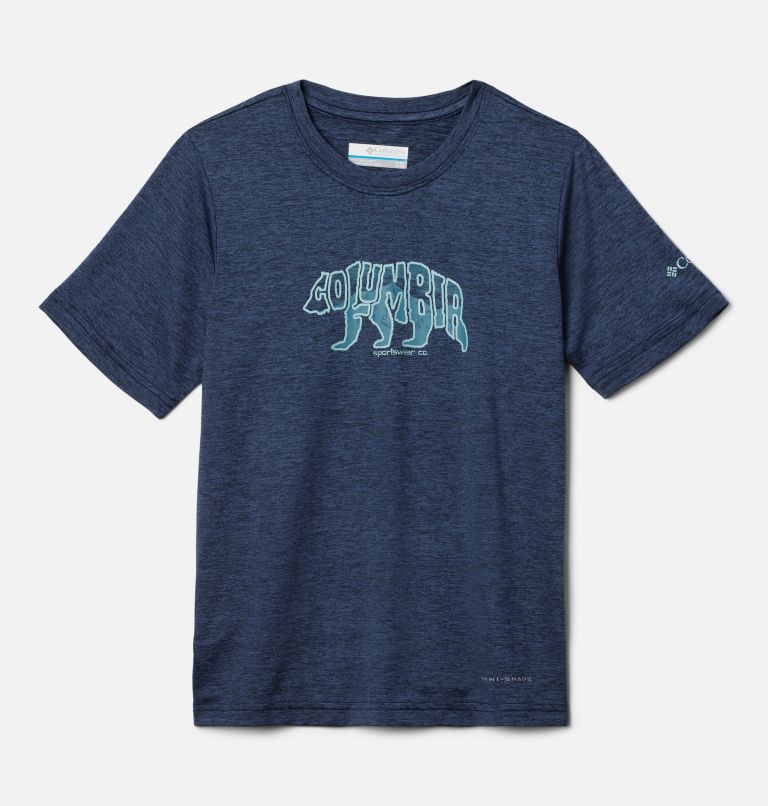 Boys’ Mount Echo Technical Graphic T-Shirt, Color: Collegiate Navy, Bearly Stroll, image 1