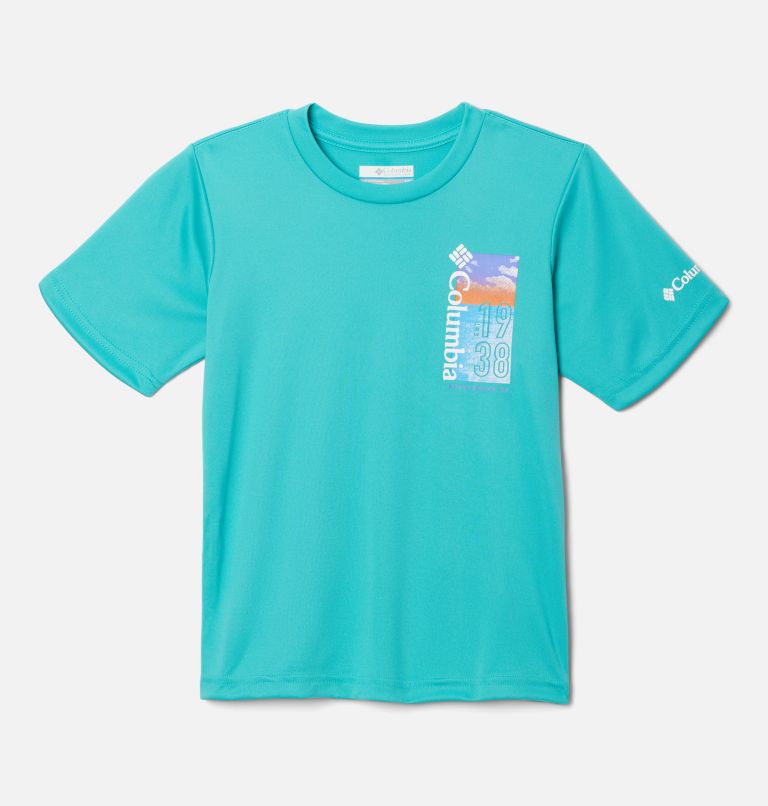 Grizzly Ridge SS Graphic Shirt | 455 | L, Color: Bright Aqua, Positive Outlook Graphic, image 1