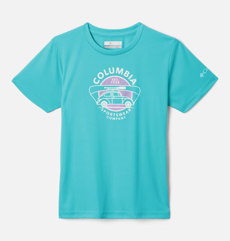 Girls’ Mirror Creek Technical Graphic T-Shirt, Color: Geyser, Journey to Fun Graphic, image 1