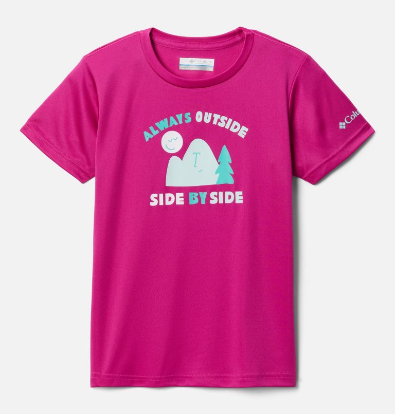Camiseta técnica estampada Mirror Creek para niña, Color: Wild Fuchsia Sunnysides