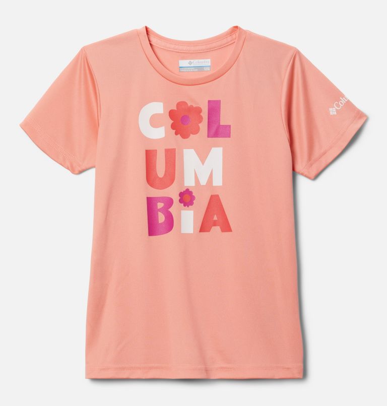 Thumbnail: Girls’ Mirror Creek Technical Graphic T-Shirt, Color: Coral Reef Flowery Type, image 1