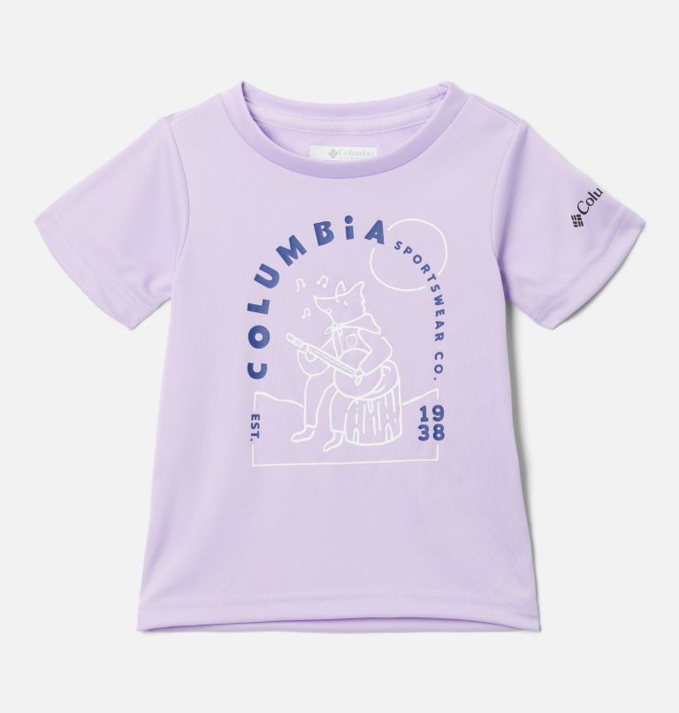 T-shirt imprimé à manches courtes Mirror Creek Fillette, Color: Morning Mist, Camp Tunes Graphic, image 1