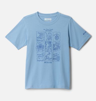 Boys’ Valley Creek Graphic Casual Cotton T-Shirt, Color: Ripple Blue, Hike Guide, image 1