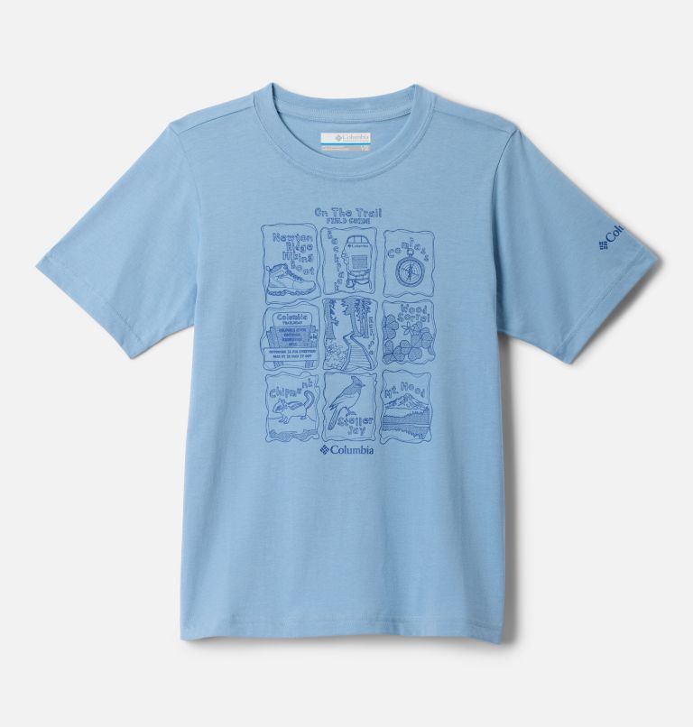 Boys’ Valley Creek Graphic Casual Cotton T-Shirt, Color: Ripple Blue, Hike Guide, image 1
