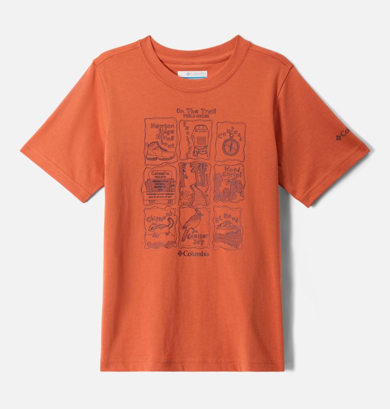 Valley Creek Graphic Casual T-Shirt aus Baumwolle für Jungen, Color: Tuscan, Hike Guide, image 1
