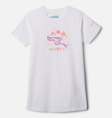 Girls’ Mission Lake Graphic Casual Cotton T-Shirt, Color: White, Weaving Waterscape, image 1