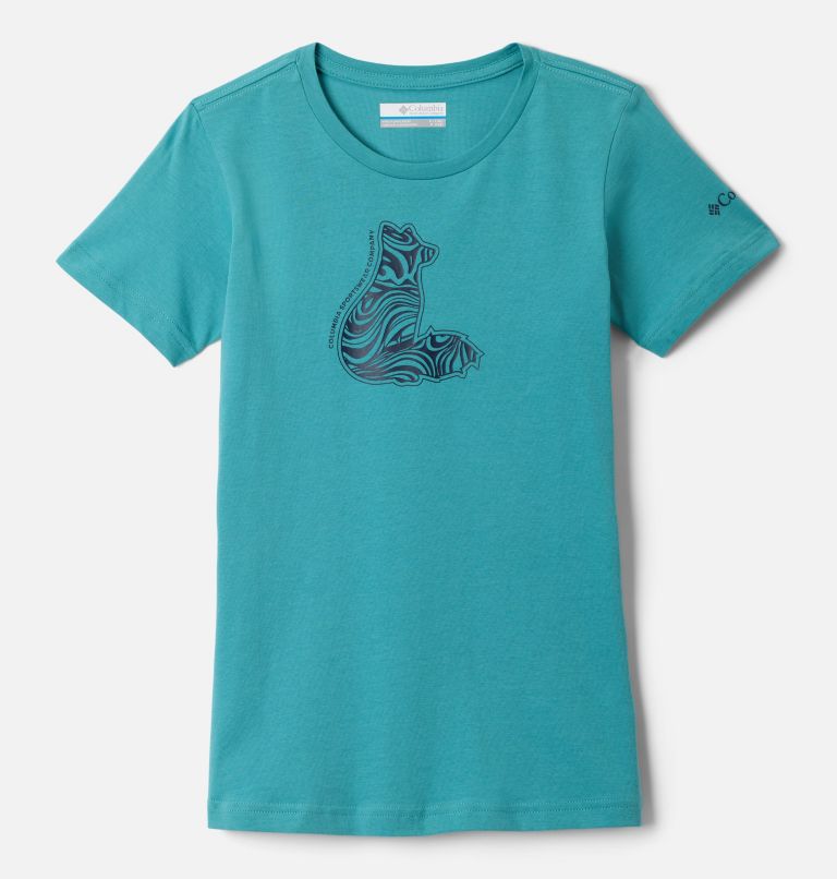 Girls’ Mission Lake Graphic Casual Cotton T-Shirt, Color: Teal, Foxy Swirl, image 1