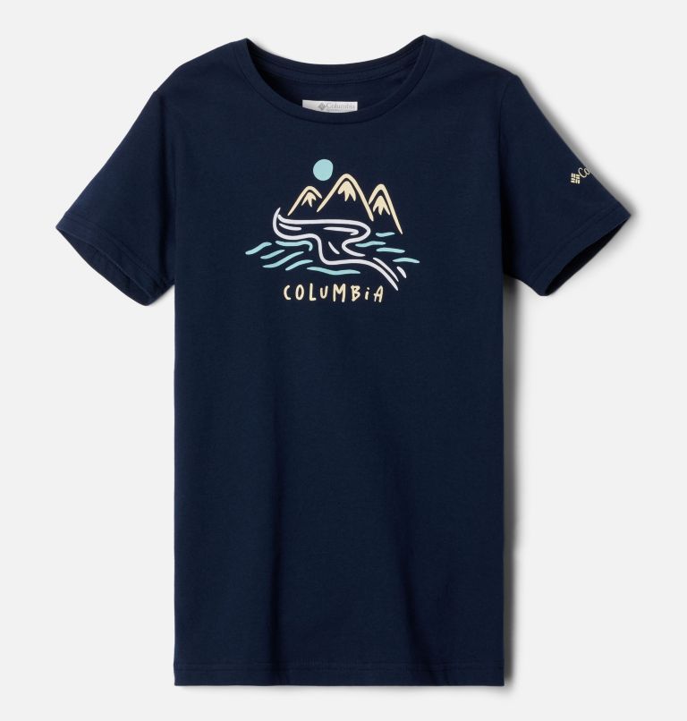 T-shirt imprimé à manches courtes Mission Lake Fille, Color: Collegiate Navy, Weaving Waterscape, image 1