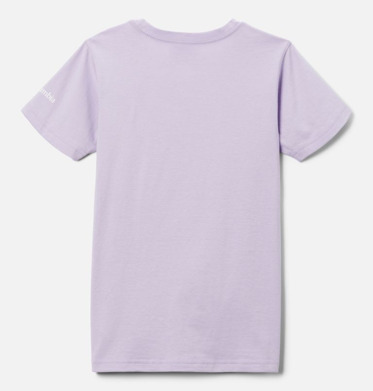 Thumbnail: Girls’ Mission Lake Graphic Casual Cotton T-Shirt, Color: Morning Mist, CSC Stacked Banded Graphic, image 2
