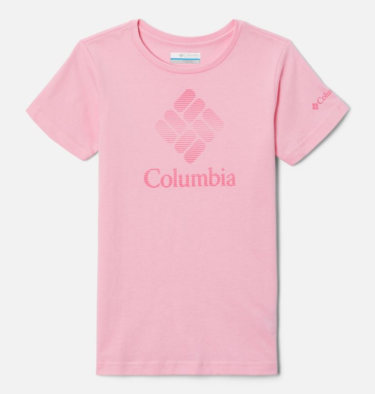 Girls’ Mission Lake Graphic Casual Cotton T-Shirt, Color: Wild Rose, CSC Stacked Banded Graphic, image 1