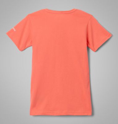 Girls’ Mission Lake Graphic Casual Cotton T-Shirt, Color: Hot Coral, Foxy Swirl, image 4