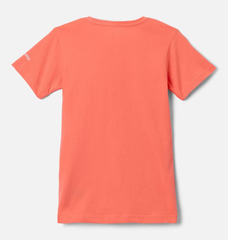 Girls’ Mission Lake Graphic Casual Cotton T-Shirt, Color: Hot Coral, Foxy Swirl, image 2