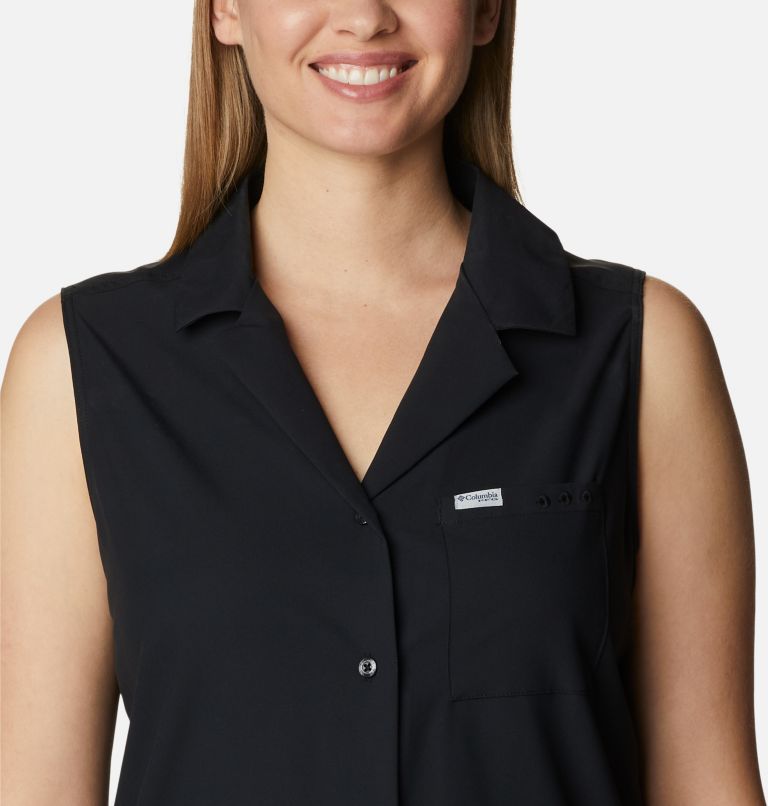 Thumbnail: Women's PFG Sun Drifter Woven Sleeveless Shirt, Color: Black, image 4