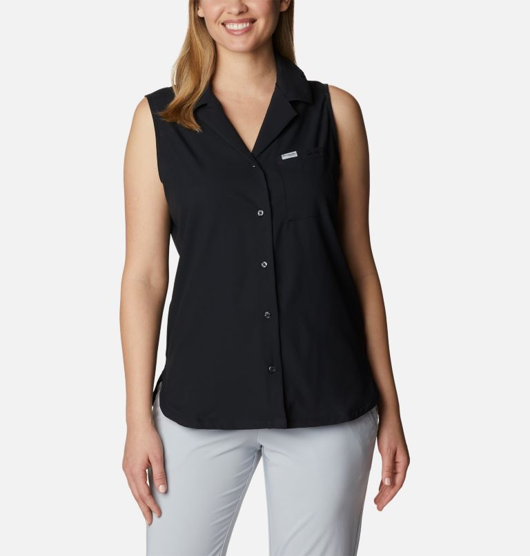 Thumbnail: Women's PFG Sun Drifter Woven Sleeveless Shirt, Color: Black, image 1