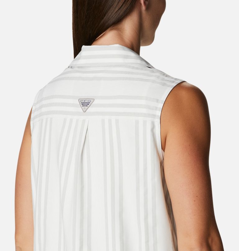 Women's Sun Drifter Woven Sleeveless Shirt, Color: Cool Grey Stripe, image 5