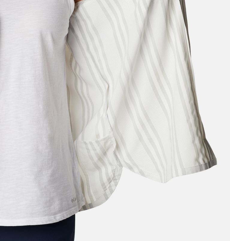 Women's Sun Drifter Woven Sleeveless Shirt, Color: Cool Grey Stripe