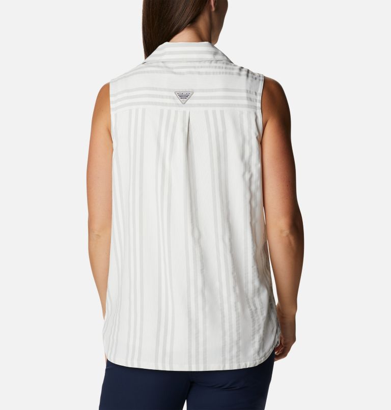 Thumbnail: Women's Sun Drifter Woven Sleeveless Shirt, Color: Cool Grey Stripe, image 2