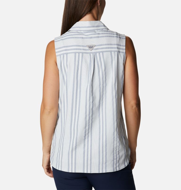 Thumbnail: Women's PFG Sun Drifter Woven Sleeveless Shirt, Color: Collegiate Navy Stripe, image 2