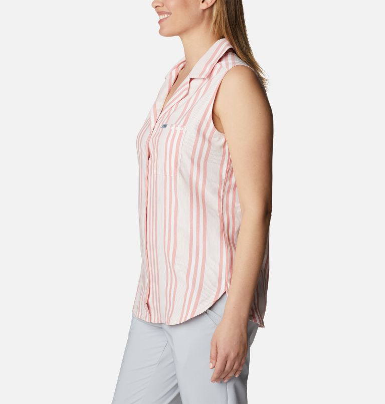 Thumbnail: Women's PFG Sun Drifter Woven Sleeveless Shirt, Color: Red Spark Stripe, image 3